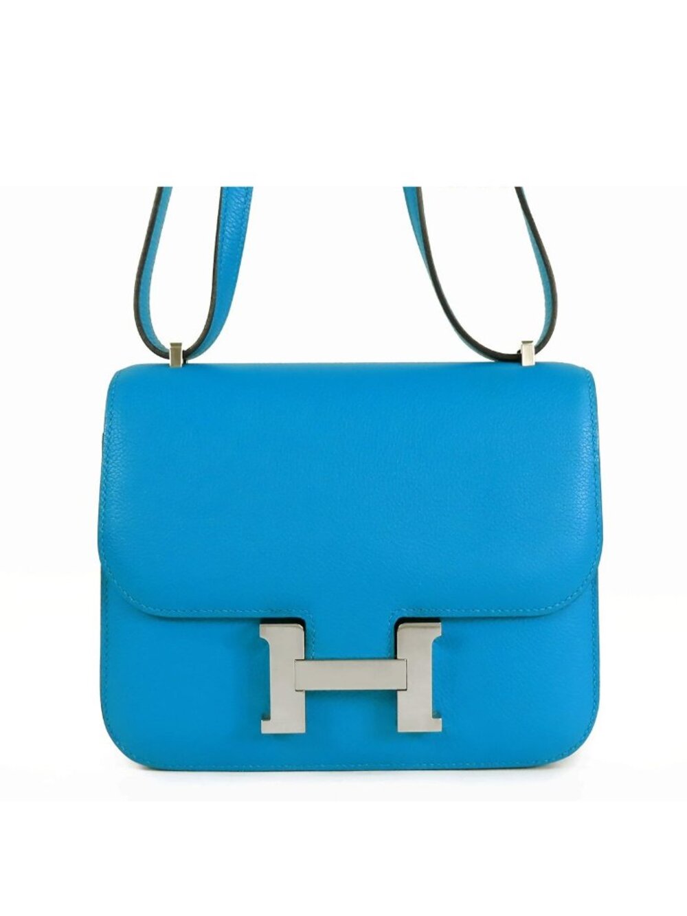 Hermes Constance 3 Mini 18 Blue Zanzibar Silver Evercolor Shoulder Bag